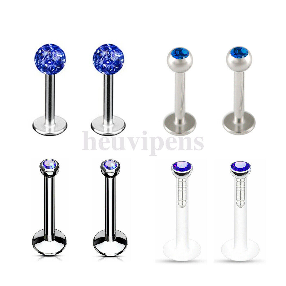 8X Lip Monroe Labret Tragus Bar Ring Ear Helix Studs Body Piercing Jewellery Kit