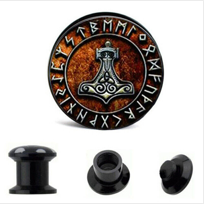 1 Pair Acrylic Skull Tunnel Ear Plug Stretcher Saddle Flared Screw Fit Expander