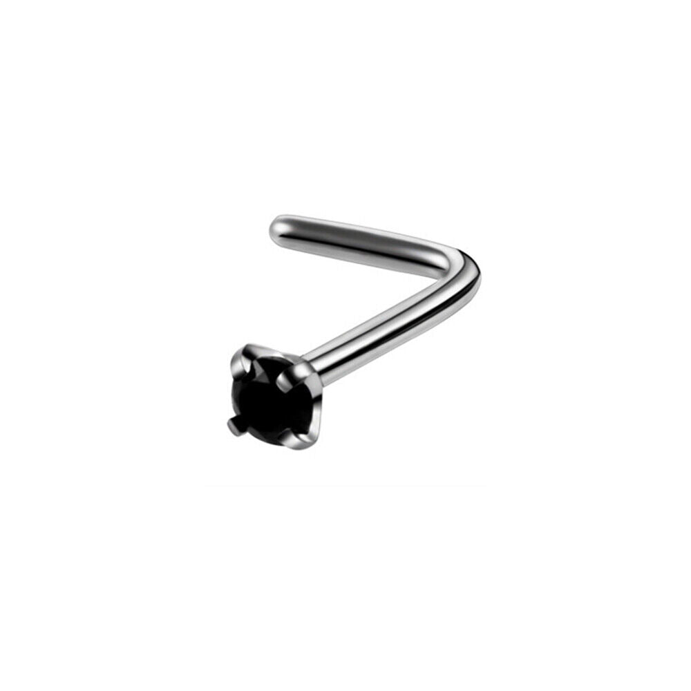 Zircon Steel Nose Ring Stud Multi Shape Crystal Screw Bone Piercing Jewellery