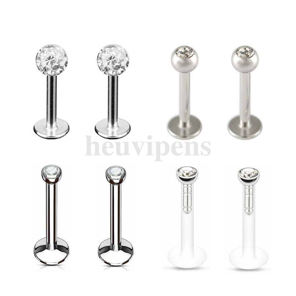 8X Lip Monroe Labret Tragus Bar Ring Ear Helix Studs Body Piercing Jewellery Kit