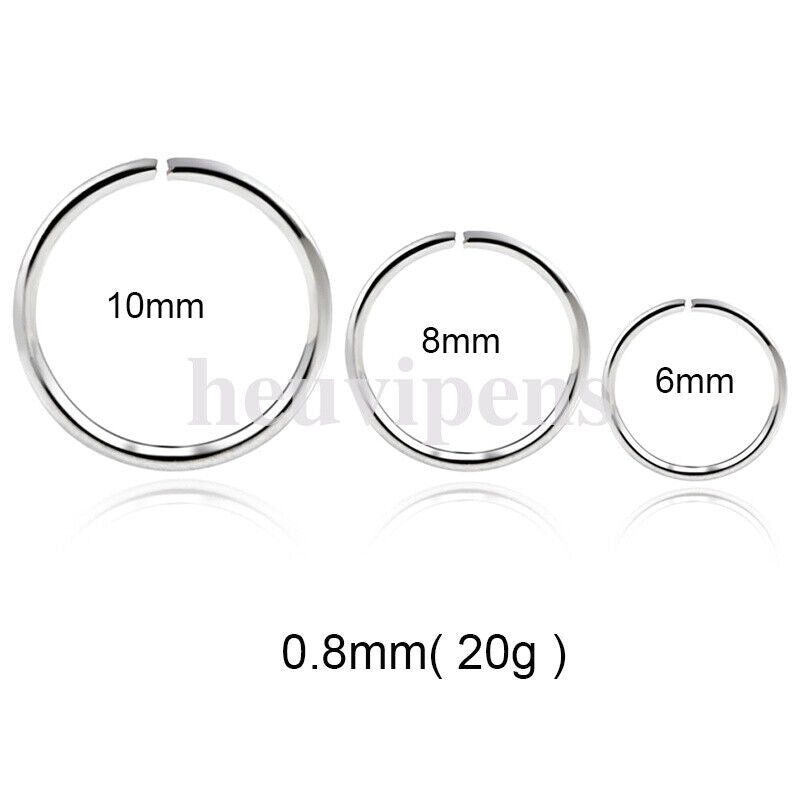 6X Surgical Steel Rainbow Nose Hoop Ring Cartilage Tragus Helix Lip Ear Piercing