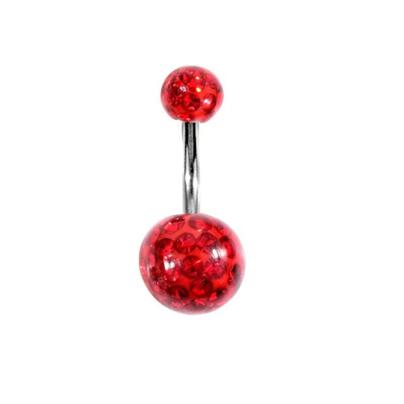 Navel Belly Button Ring Barbell Rhinestone Crystal Ball Piercing Body Jewelry