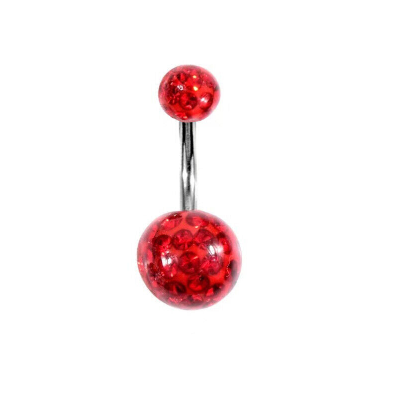 Varies Bar Navel Belly Button Ring Barbell Coated CZ Crystal Ball Body Piercing