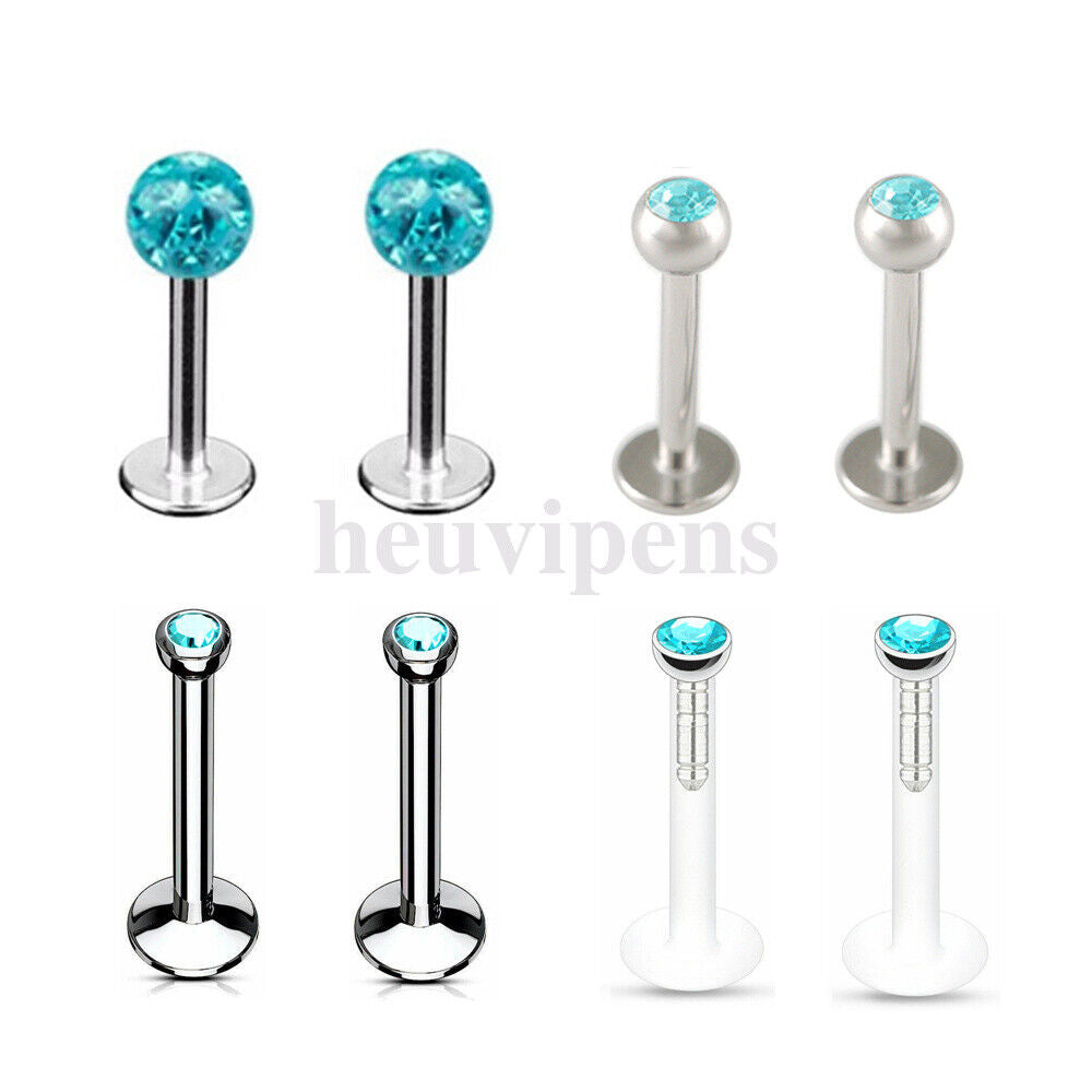 8X Lip Monroe Labret Tragus Bar Ring Ear Helix Studs Body Piercing Jewellery Kit