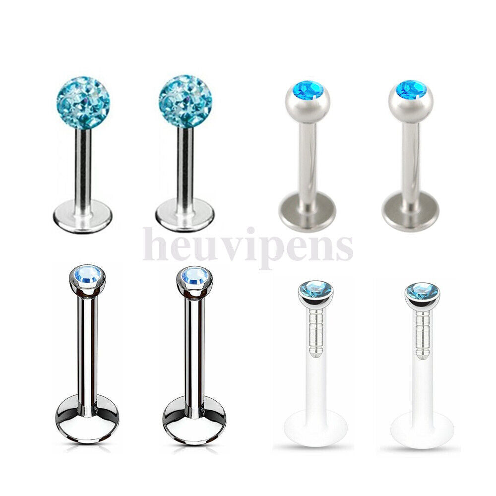 8X Lip Monroe Labret Tragus Bar Ring Ear Helix Studs Body Piercing Jewellery Kit