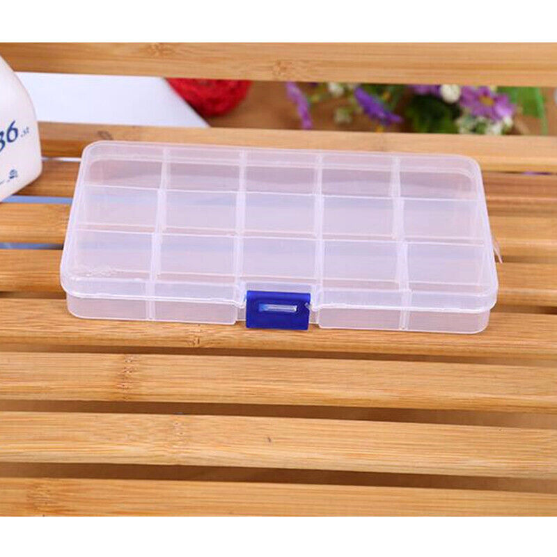 15 Slot Grid Plastic Box Jewellery Bead Storage Container Craft Organizer Case