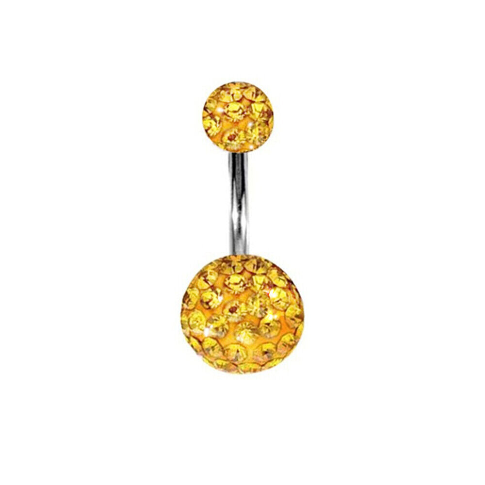 Varies Bar Navel Belly Button Ring Barbell Coated CZ Crystal Ball Body Piercing