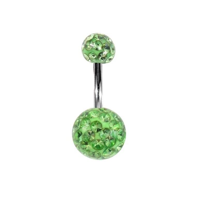 Navel Belly Button Ring Barbell Rhinestone Crystal Ball Piercing Body Jewelry