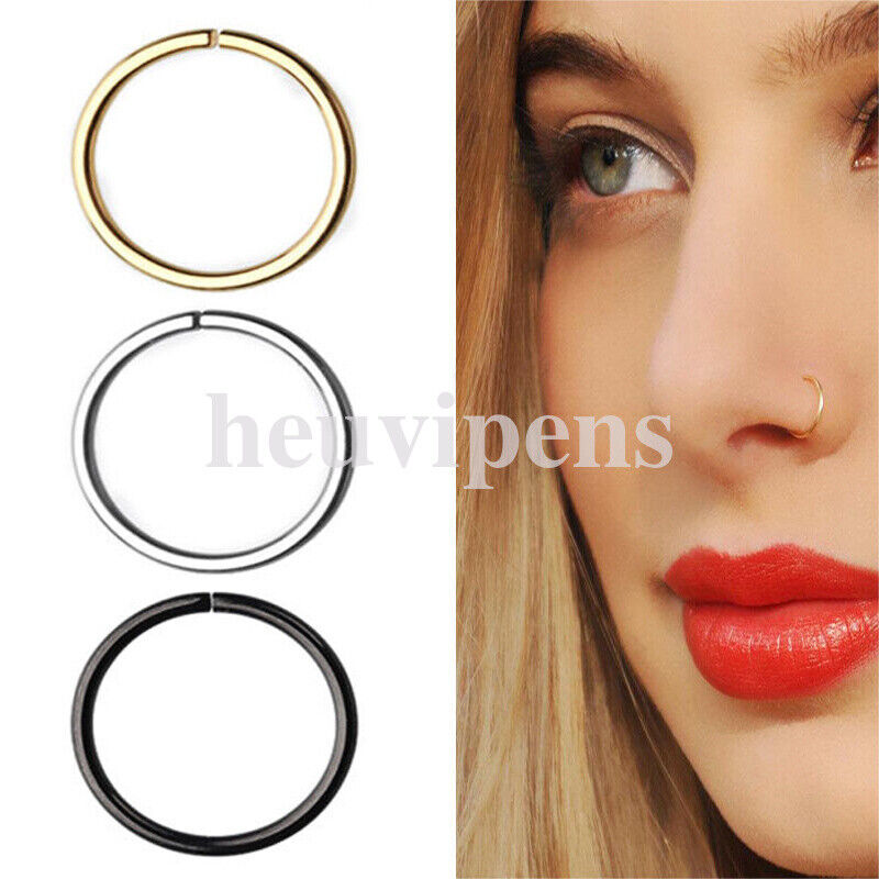 6X Surgical Steel Rainbow Nose Hoop Ring Cartilage Tragus Helix Lip Ear Piercing