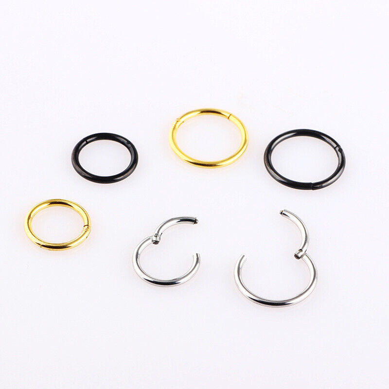 2pc Surgical Steel Hinge Septum Clicker Segment Nose Ring Tragus Hoop Piercing