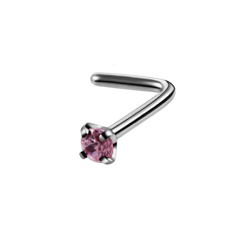 Zircon Steel Nose Ring Stud Multi Shape Crystal Screw Bone Piercing Jewellery