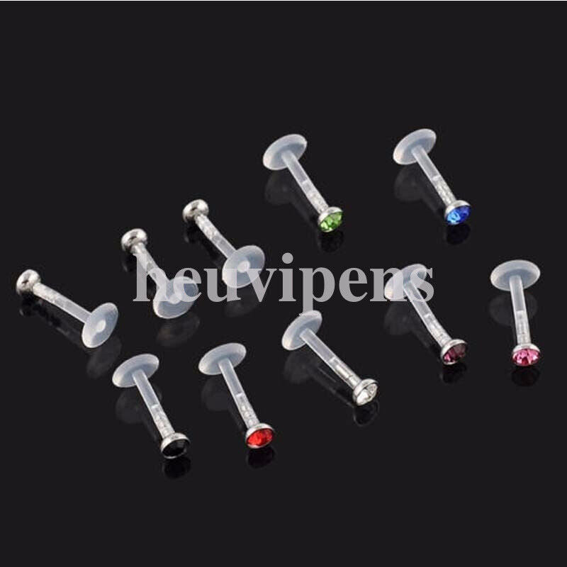 5X Internal Thread Crystal Ball Lip Monroe Labret Stud Tragus Bar Ring Piercing