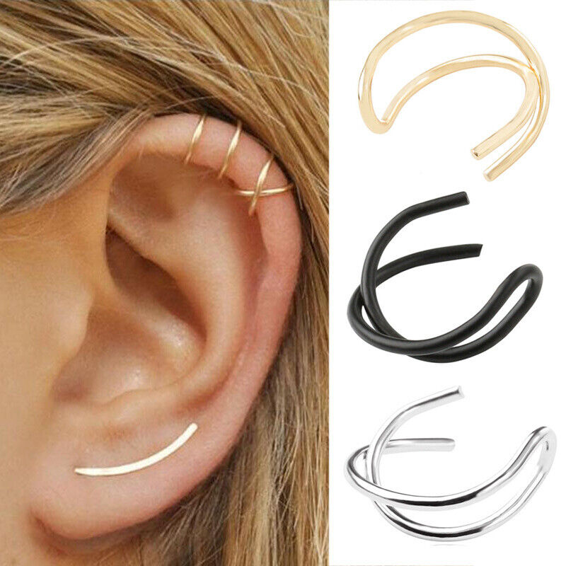 Cross Leaf Ear Clip Cuff Wrap Fake Earring Stud Hoop Non Piercing Cartilage