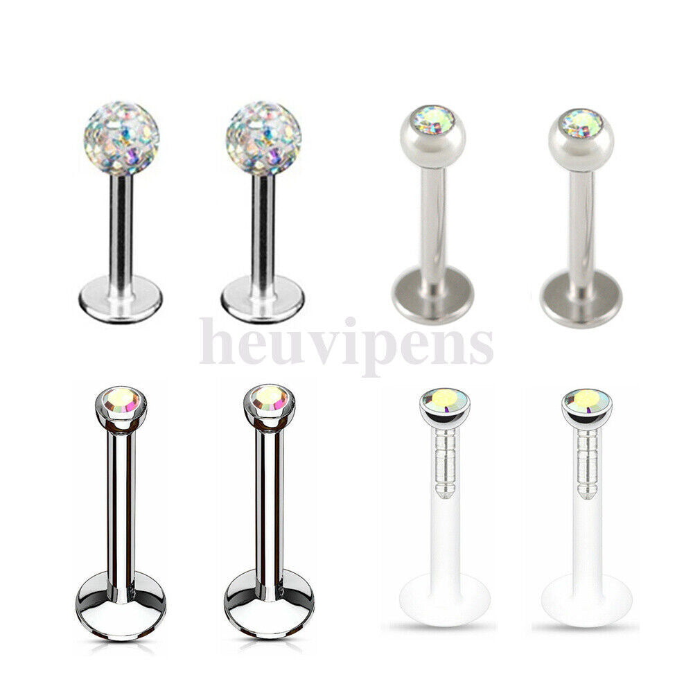 8X Lip Monroe Labret Tragus Bar Ring Ear Helix Studs Body Piercing Jewellery Kit