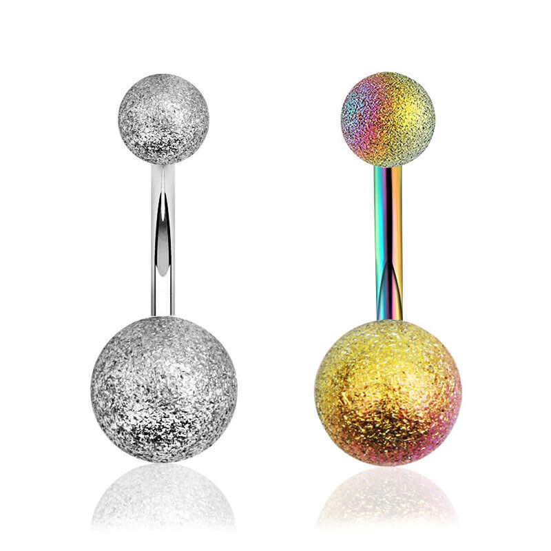 2 Belly Bar Surgical Steel Polish Ball Navel Button Ring Body Piercing Jewellery