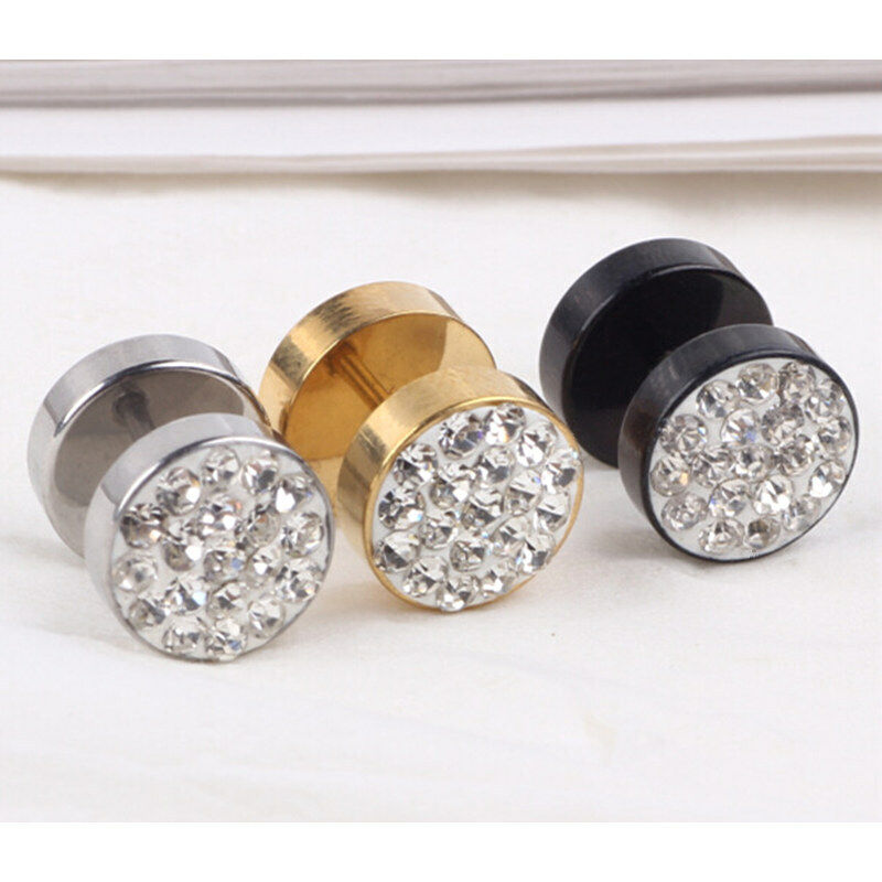 1 Pair Crystal Steel Fake Cheater Illusion Ear Plug Tunnel Stretcher Expander