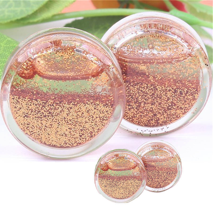 1 Pair Acrylic Glitter Saddle Flared Flesh Tunnel Ear Plug Expander Stretcher