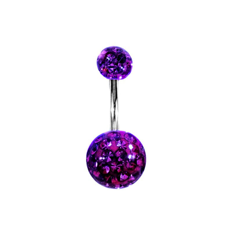 Navel Belly Button Ring Barbell Rhinestone Crystal Ball Piercing Body Jewelry