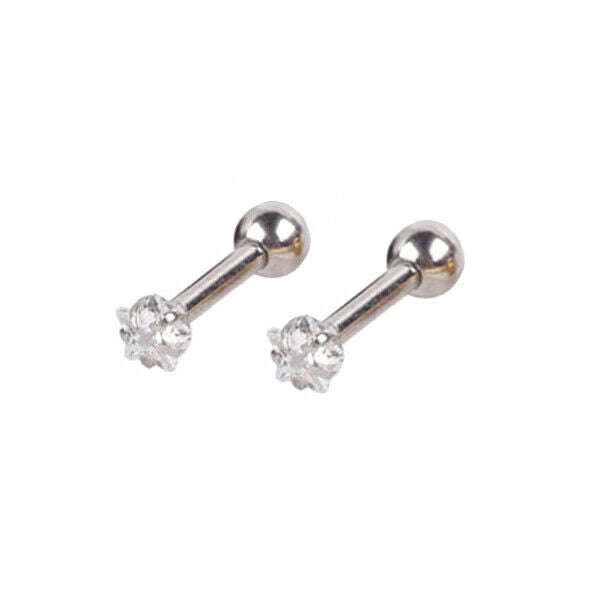 1 Pair 16G 3mm CZ Gem Ball Ear Cartilage Tragus Helix Stud Earring Body Piercing