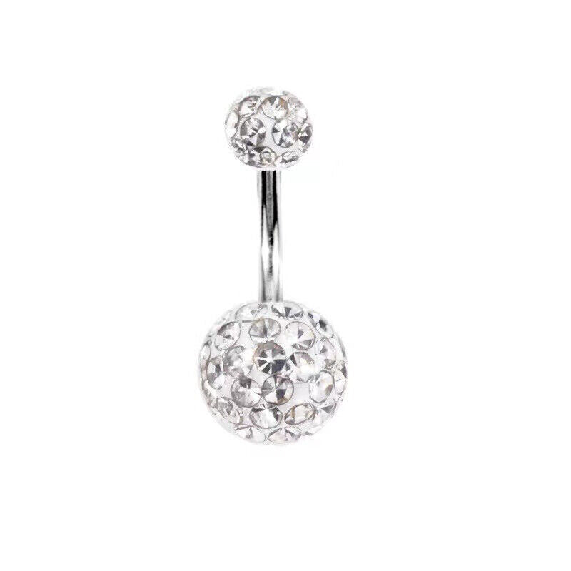 Varies Bar Navel Belly Button Ring Barbell Coated CZ Crystal Ball Body Piercing