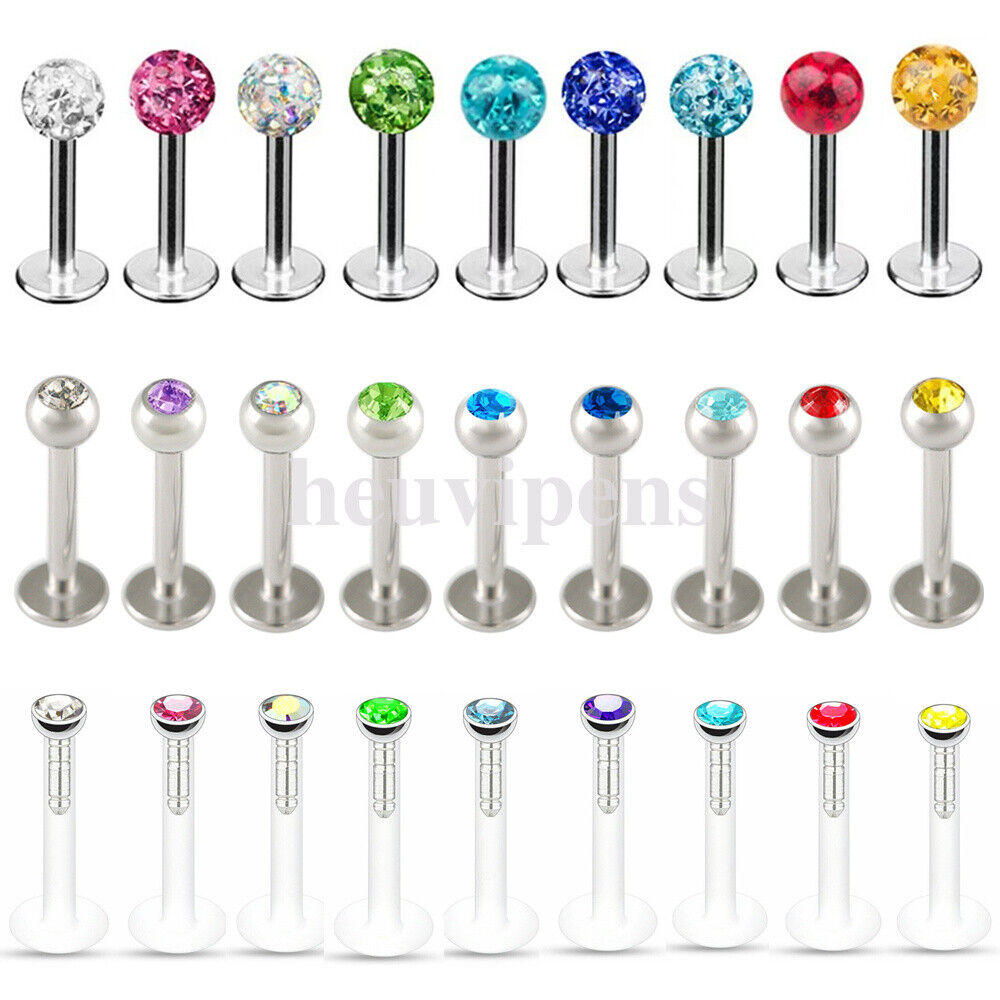 8X Lip Monroe Labret Tragus Bar Ring Ear Helix Studs Body Piercing Jewellery Kit