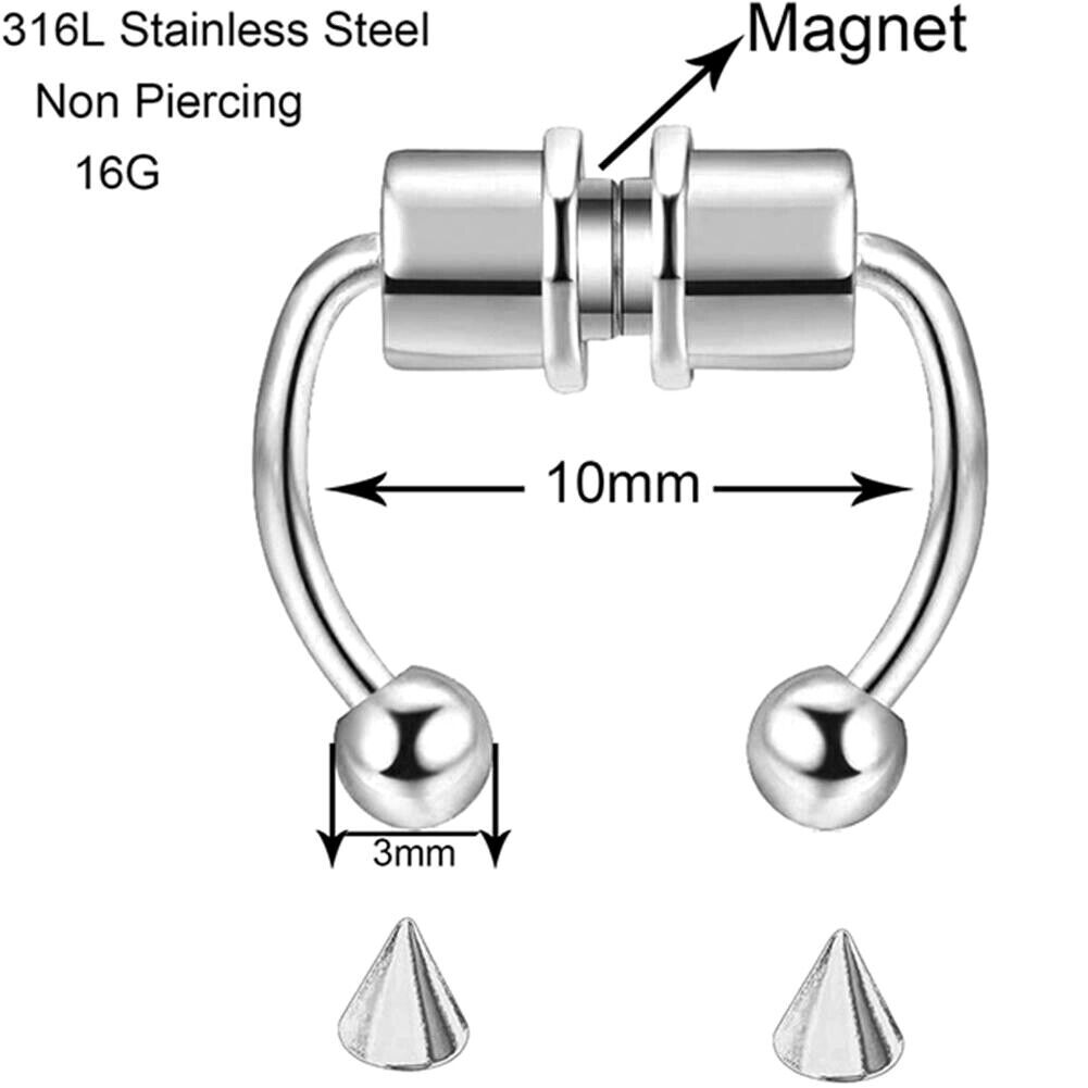 Magnetic Fake Septum Nose Ring Segment Helix Tragus Faux Clicker Non Piercing