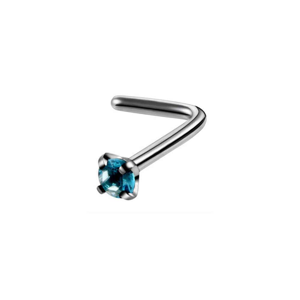 Zircon Steel Nose Ring Stud Multi Shape Crystal Screw Bone Piercing Jewellery