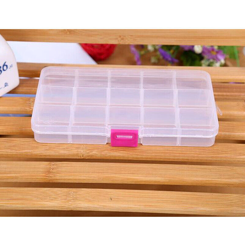 15 Slot Grid Plastic Box Jewellery Bead Storage Container Craft Organizer Case