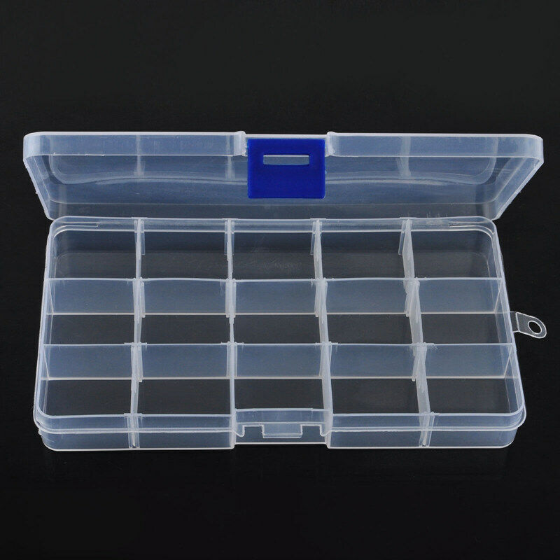 15 Slot Grid Plastic Box Jewellery Bead Storage Container Craft Organizer Case