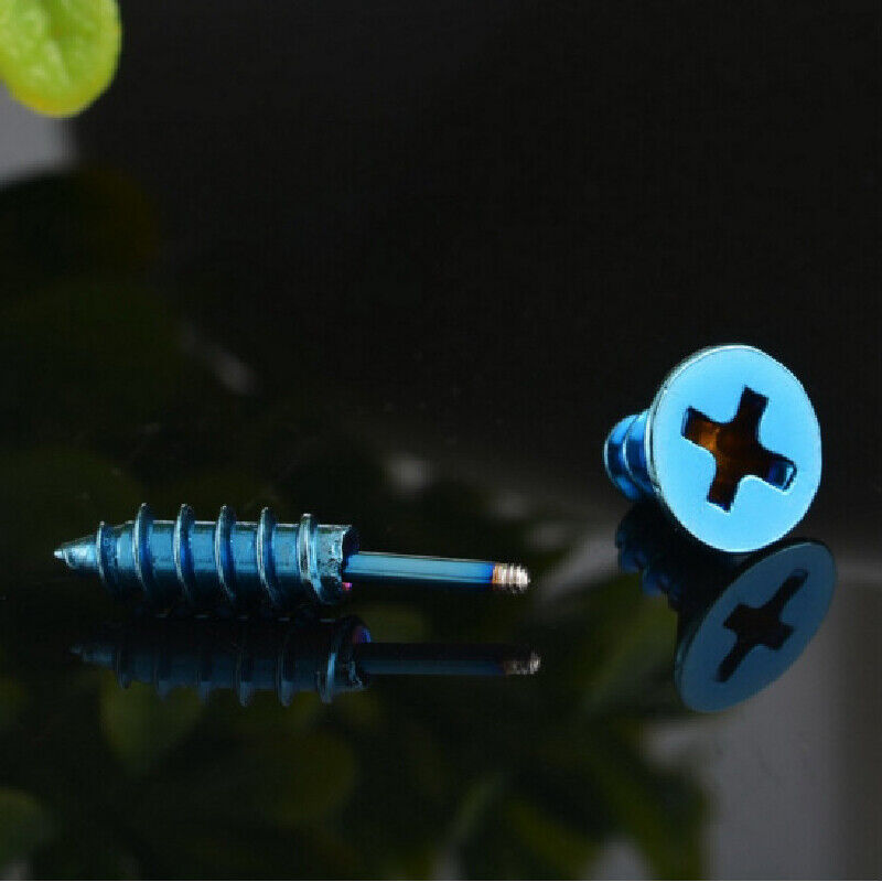 2X Surgical Steel Screw Shape Fake Cheater Ear Plug Tragus Stud Piercing Jewelry