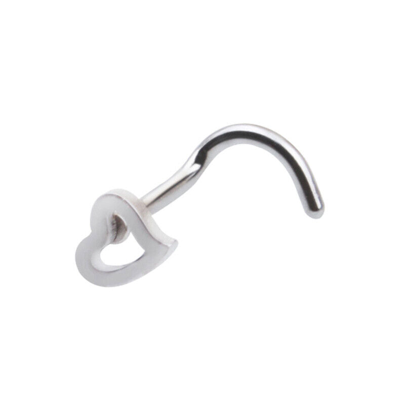 Surgical Steel Love Heart Nose Stud Bar Pin Ring Screw Body Piercing Jewelry