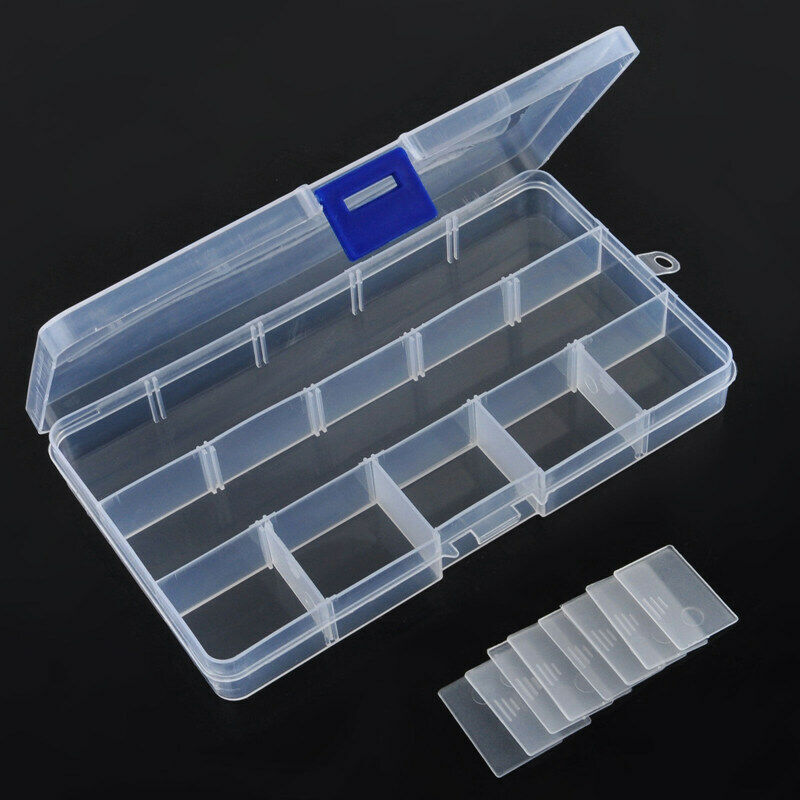 15 Slot Grid Plastic Box Jewellery Bead Storage Container Craft Organizer Case