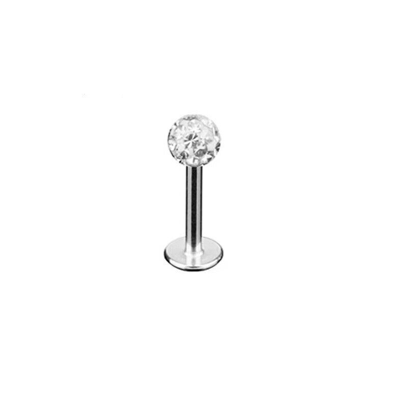 2pc 6/8/10mm Bar Coated Crystal Ball Lip Monroe Labret Tragus Ring Body Piercing