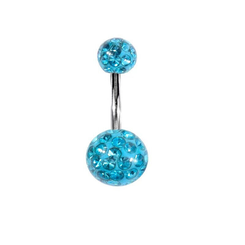 Navel Belly Button Ring Barbell Rhinestone Crystal Ball Piercing Body Jewelry