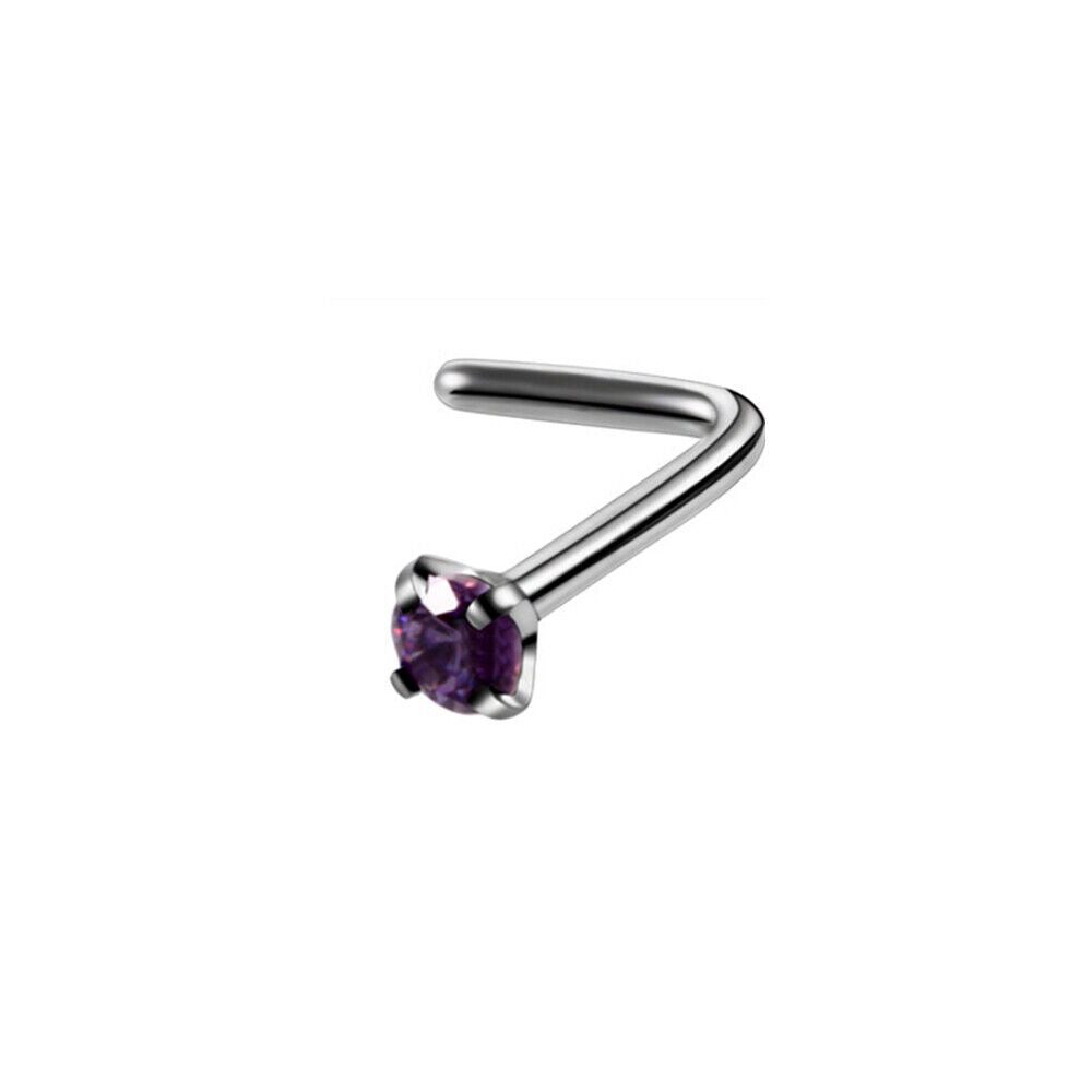 Zircon Steel Nose Ring Stud Multi Shape Crystal Screw Bone Piercing Jewellery