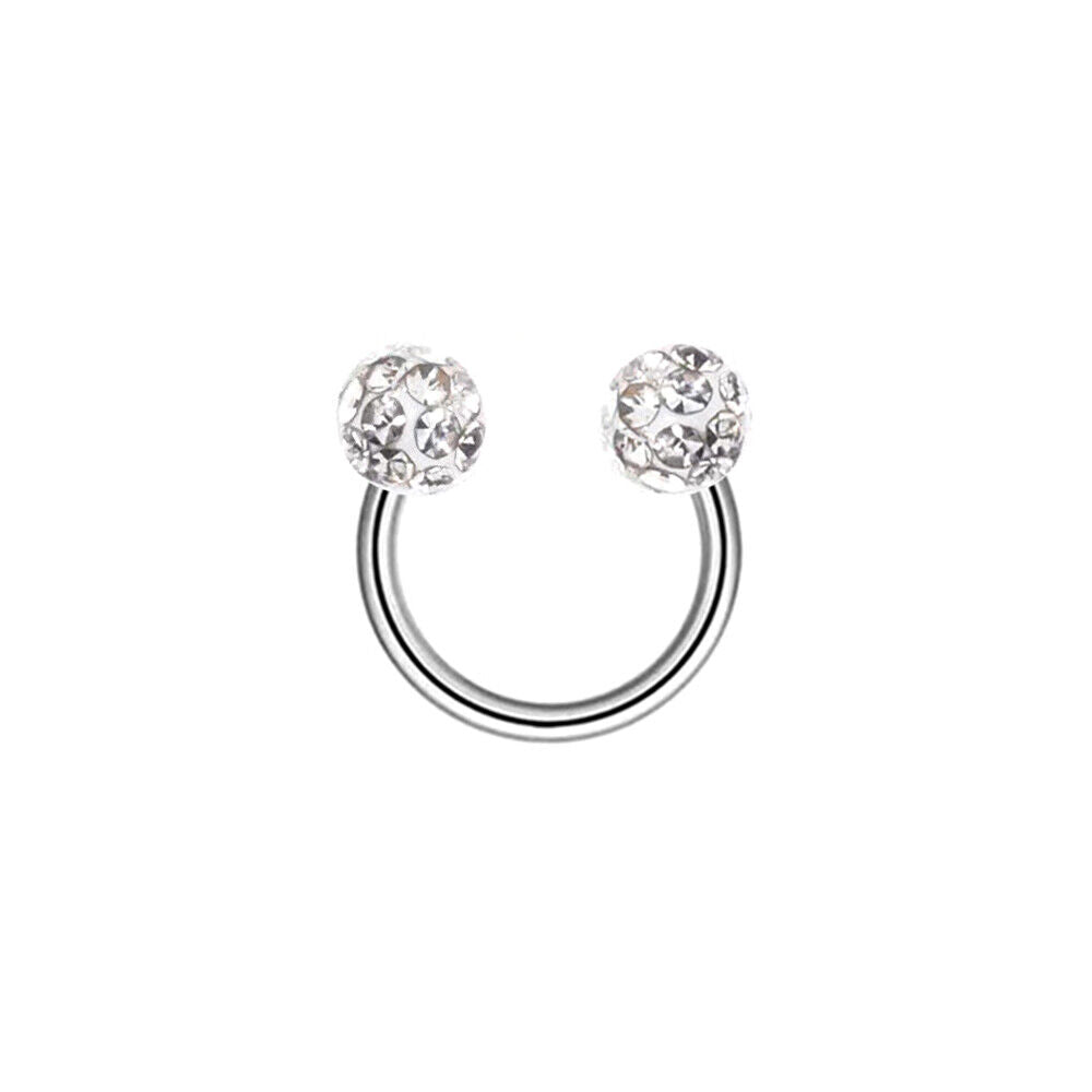 Multi Crystal Horseshoe Bar Circular Barbell Ring Eyebrow Lip Nose 4mm Ball