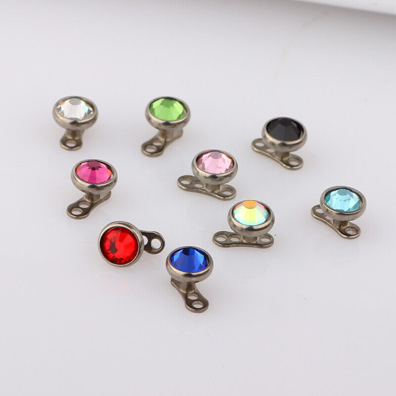 Titanium Gem Dermal Anchor Top Screw Stud Internally Threaded Piercing Jewellery