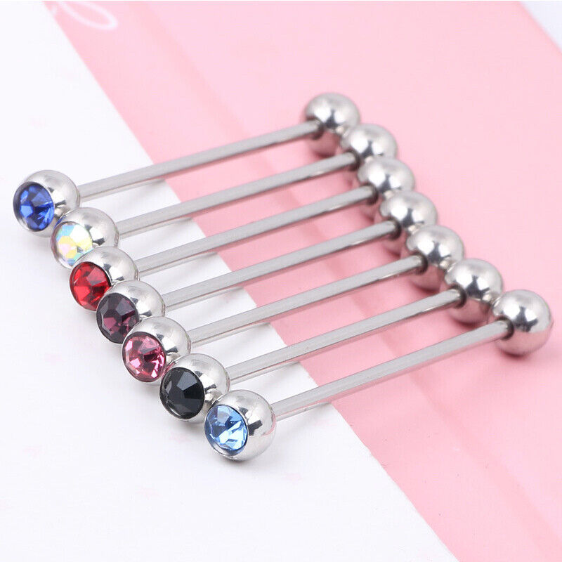 Industrial Scaffold Bar Multi Colour Crystal Stud Ear Barbell Ring Piercing