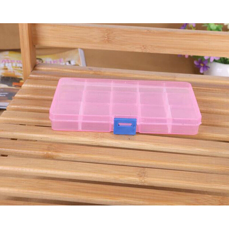 15 Slot Grid Plastic Box Jewellery Bead Storage Container Craft Organizer Case