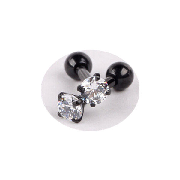 1 Pair 16G 3mm CZ Gem Ball Ear Cartilage Tragus Helix Stud Earring Body Piercing