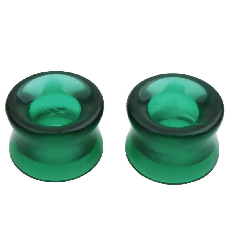 2pc Glass Flesh Tunnel Ear Plug Stretcher Double Flared Saddle Expander 8-16mm