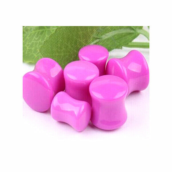 1 Pair Candy Color Acrylic Ear Plug Double Flare Flesh Tunnel Trumpet Stretcher