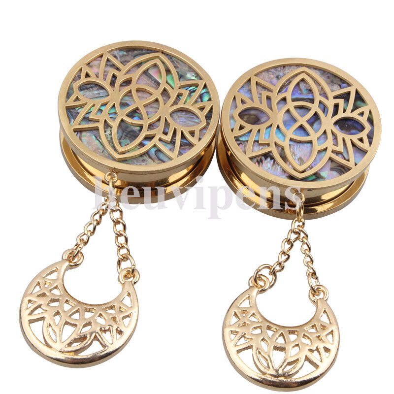 2pc Dreamcatcher Hollow Steel Dangle Screw Saddle Flesh Tunnel Ear Plug Feather