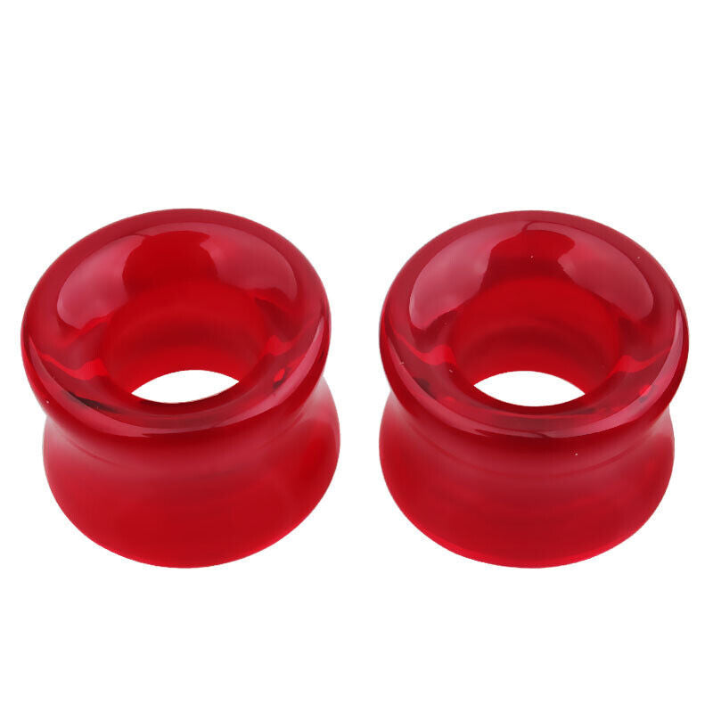 2pc Glass Flesh Tunnel Ear Plug Stretcher Double Flared Saddle Expander 8-16mm