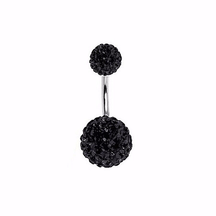 Navel Belly Button Ring Barbell Rhinestone Crystal Ball Piercing Body Jewelry