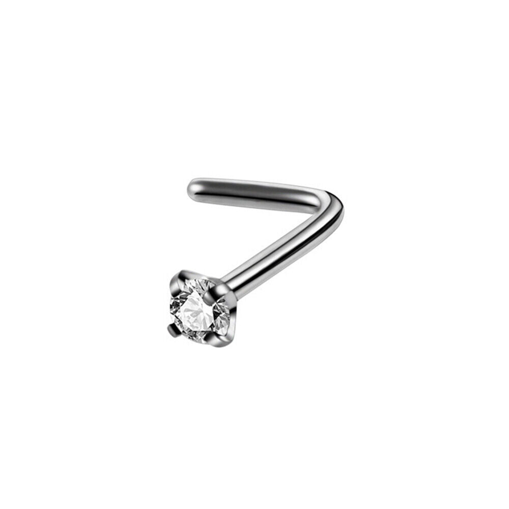 Zircon Steel Nose Ring Stud Multi Shape Crystal Screw Bone Piercing Jewellery