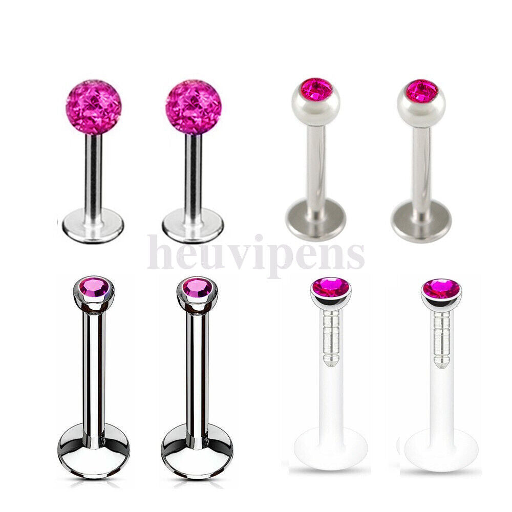 8X Lip Monroe Labret Tragus Bar Ring Ear Helix Studs Body Piercing Jewellery Kit