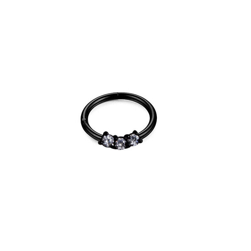 Surgical Steel Zircon Hinged Clicker Segment Nose Ring Hoop Ear Tragus Piercing