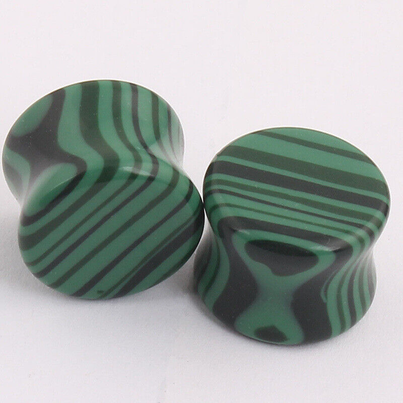 Pair Semi Precious Stone Ear Plug Organic Flesh Tunnel Expander Stretcher Taper