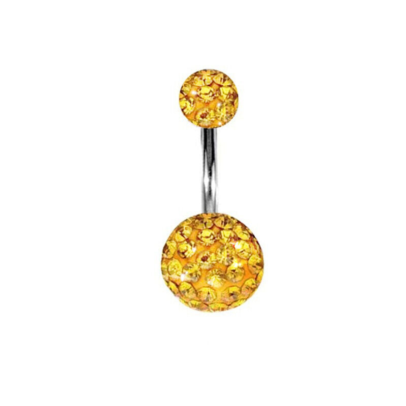 Navel Belly Button Ring Barbell Rhinestone Crystal Ball Piercing Body Jewelry